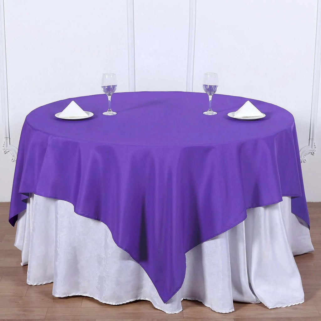 Polyester 70"x70" Table Overlay Square Tablecloth Purple - Wrinkle-Resistant & Durable Table Cover