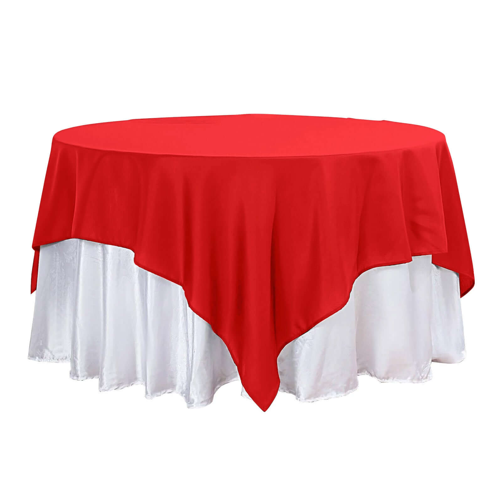 Polyester 90"x90" Table Overlay Square Tablecloth Red - Wrinkle-Resistant & Durable Table Cover