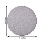 6-Pack Placemats Glitter Design Silver Sparkle Round - Non-Slip Decorative Dining Table Mats 13"