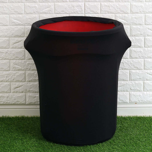 41-50 Gallons Black Stretch Spandex Round Trash Bin Container Cover