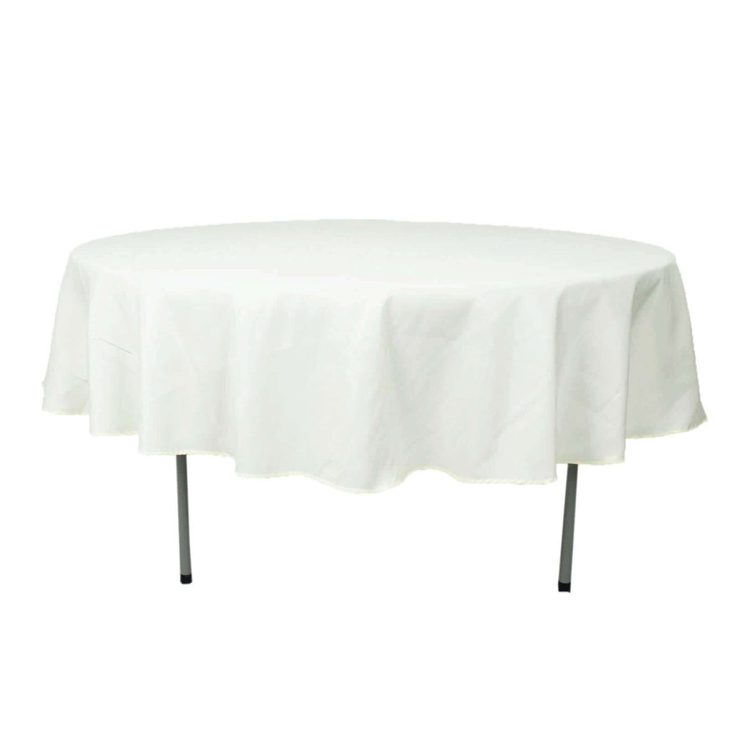 Premium Polyester 90" Round Tablecloth Ivory - Stain and Wrinkle-Resistant Design with 220GSM Thickness Table Cover