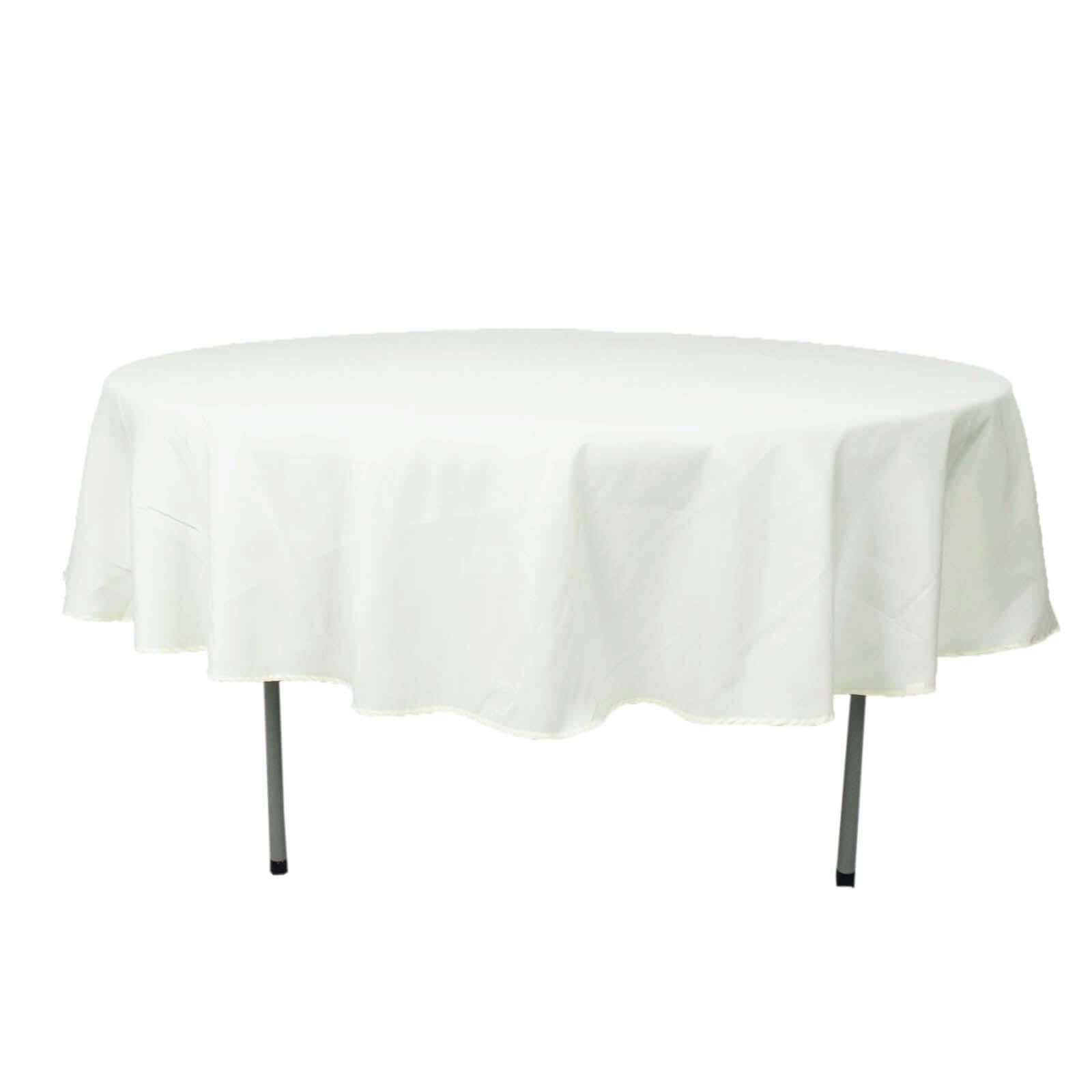 Premium Polyester 90" Round Tablecloth Ivory - Stain and Wrinkle-Resistant Design with 220GSM Thickness Table Cover