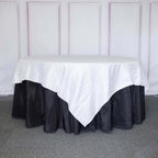 Taffeta 90"x90" Table Overlay Square Tablecloth White - Accordion Crinkle Design for Modern Celebrations