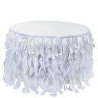 Taffeta 21ft Table Skirt White Cascading Curly Willow Style for Weddings & Banquets