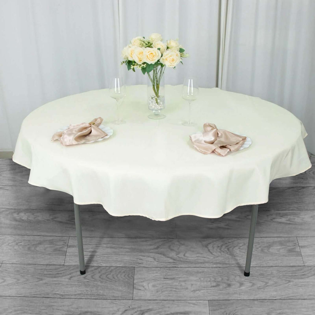 Premium Polyester 70" Round Tablecloth Ivory - Stain and Wrinkle-Resistant 220GSM Table Cover