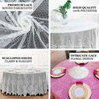 Lace 108" Round Tablecloth White - Premium Design for Formal Table Settings