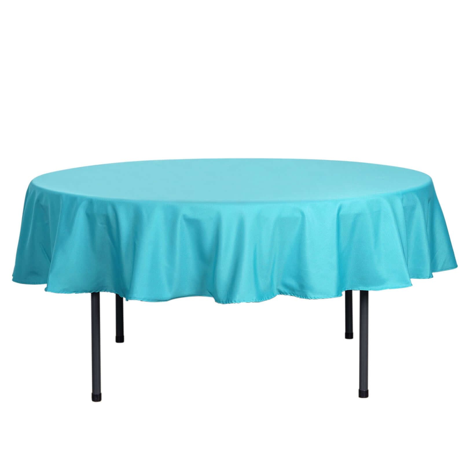 Polyester 90" Round Tablecloth Turquoise - Stain & Wrinkle-Resistant Table Cover