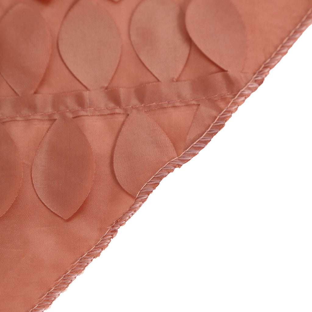 Taffeta 120" Round Tablecloth Terracotta (Rust) | 3D Leaf Petal Design Seamless Table Cover