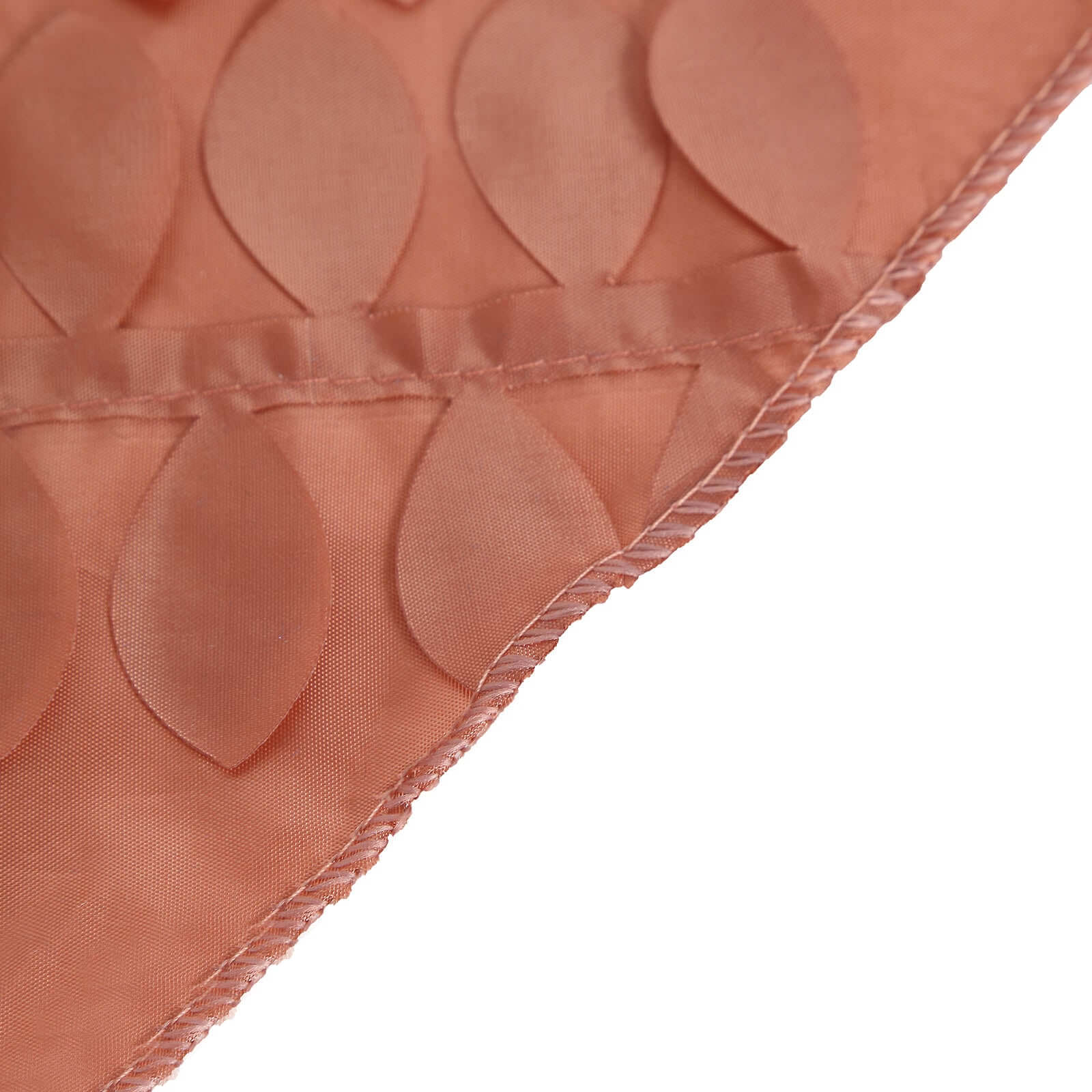 Taffeta 120" Round Tablecloth Terracotta (Rust) | 3D Leaf Petal Design Seamless Table Cover