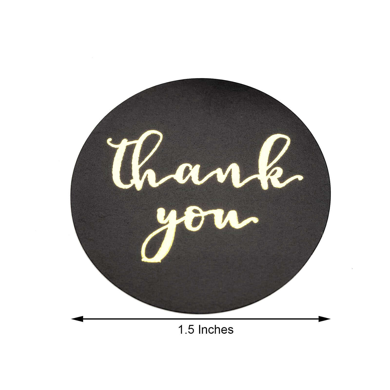 500Pcs 1.5" Thank You Gold Foil Text On Black Stickers Roll DÃ©cor Labels and Seals for DIY Envelope - Round