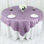 Taffeta 72"x72" Table Overlay Square Tablecloth Violet Amethyst - Accordion Crinkle Table Cover