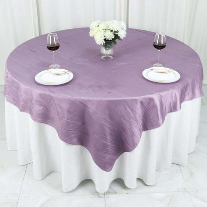 Taffeta 72"x72" Table Overlay Square Tablecloth Violet Amethyst - Accordion Crinkle Table Cover