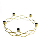 Round Wreath Taper Candelabra 5 Arm Gold Metal Decorative Centerpiece - Tabletop Candle Holder 12" - Bell Racket Store