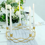 Round Wreath Taper Candelabra 5 Arm Gold Metal Decorative Centerpiece - Tabletop Candle Holder 12" - Bell Racket Store