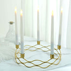 Round Wreath Taper Candelabra 5 Arm Gold Metal Decorative Centerpiece - Tabletop Candle Holder 12" - Bell Racket Store