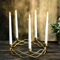 Round Wreath Taper Candelabra 5 Arm Gold Metal Decorative Centerpiece - Tabletop Candle Holder 12" - Bell Racket Store