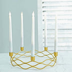 Round Wreath Taper Candelabra 5 Arm Gold Metal Decorative Centerpiece - Tabletop Candle Holder 12" - Bell Racket Store