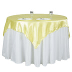 Satin 72"x72" Table Overlay Square Tablecloth Yellow - Smooth Finish Table Cover