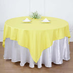 Polyester 90"x90" Table Overlay Square Tablecloth Yellow - Wrinkle-Resistant & Durable Table Cover