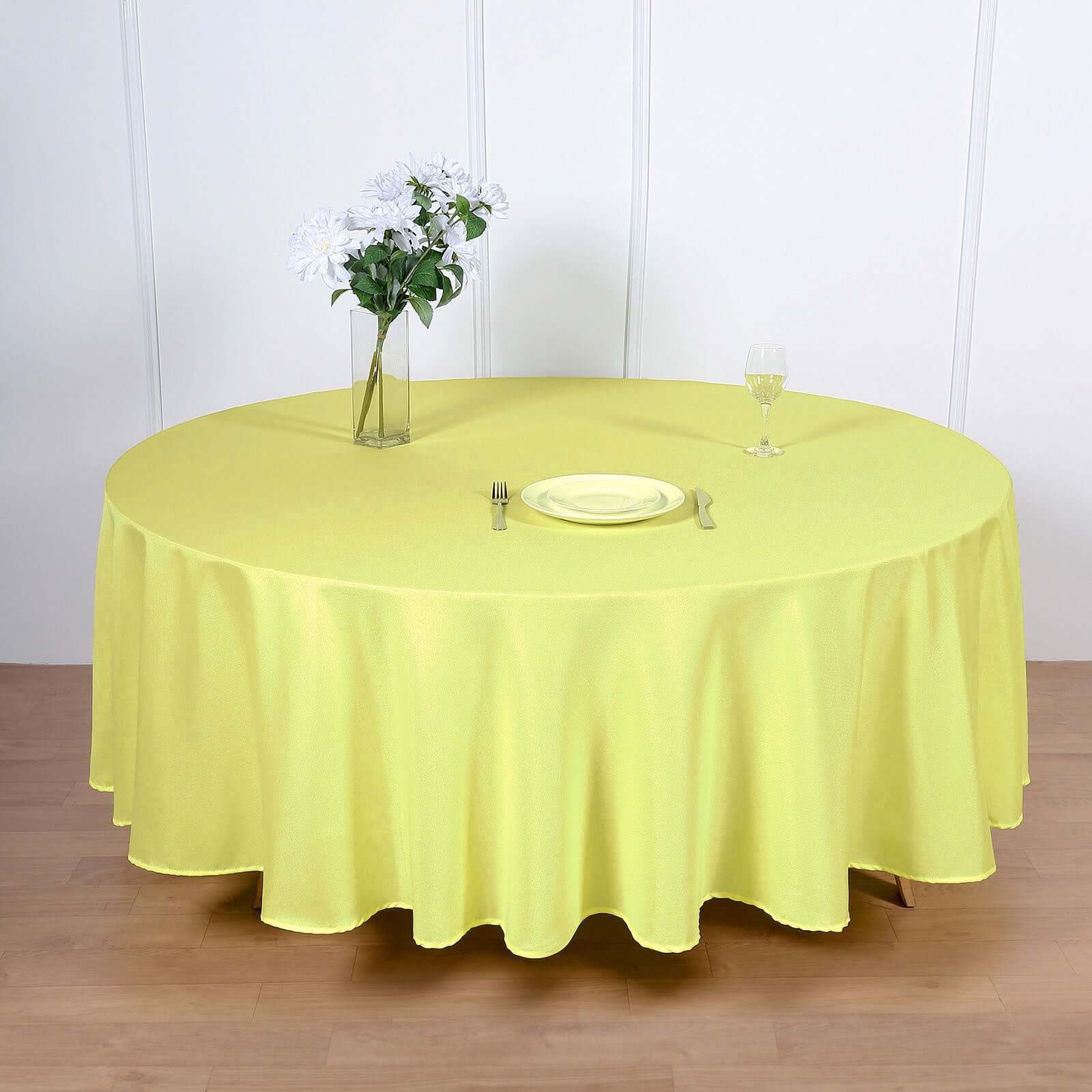 Polyester 108" Round Tablecloth Yellow - Wrinkle-Resistant Table Cover