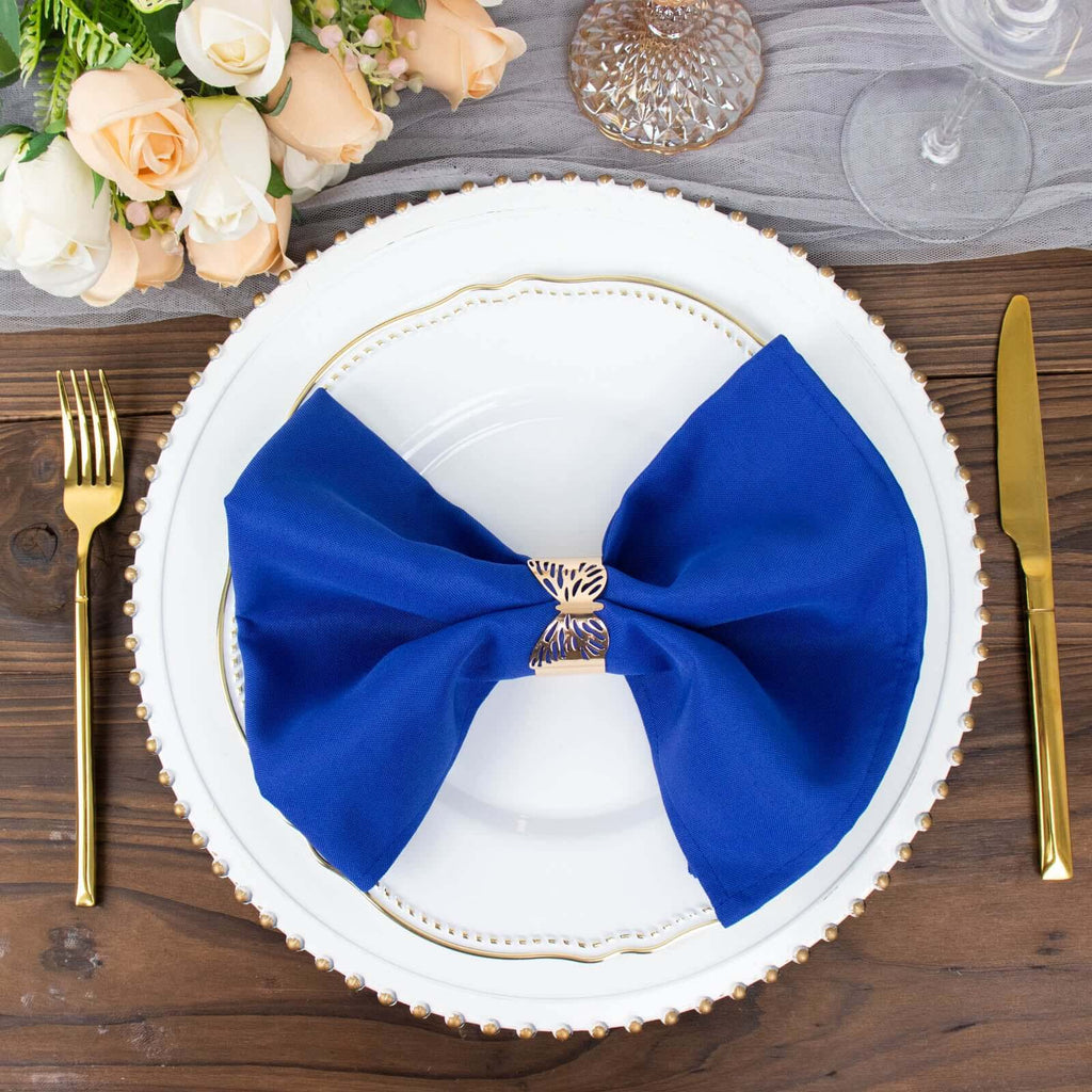 5 Pack Premium Polyester 20"x20" Napkins Royal Blue - Wrinkle-Resistant & Durable Dinner Napkins