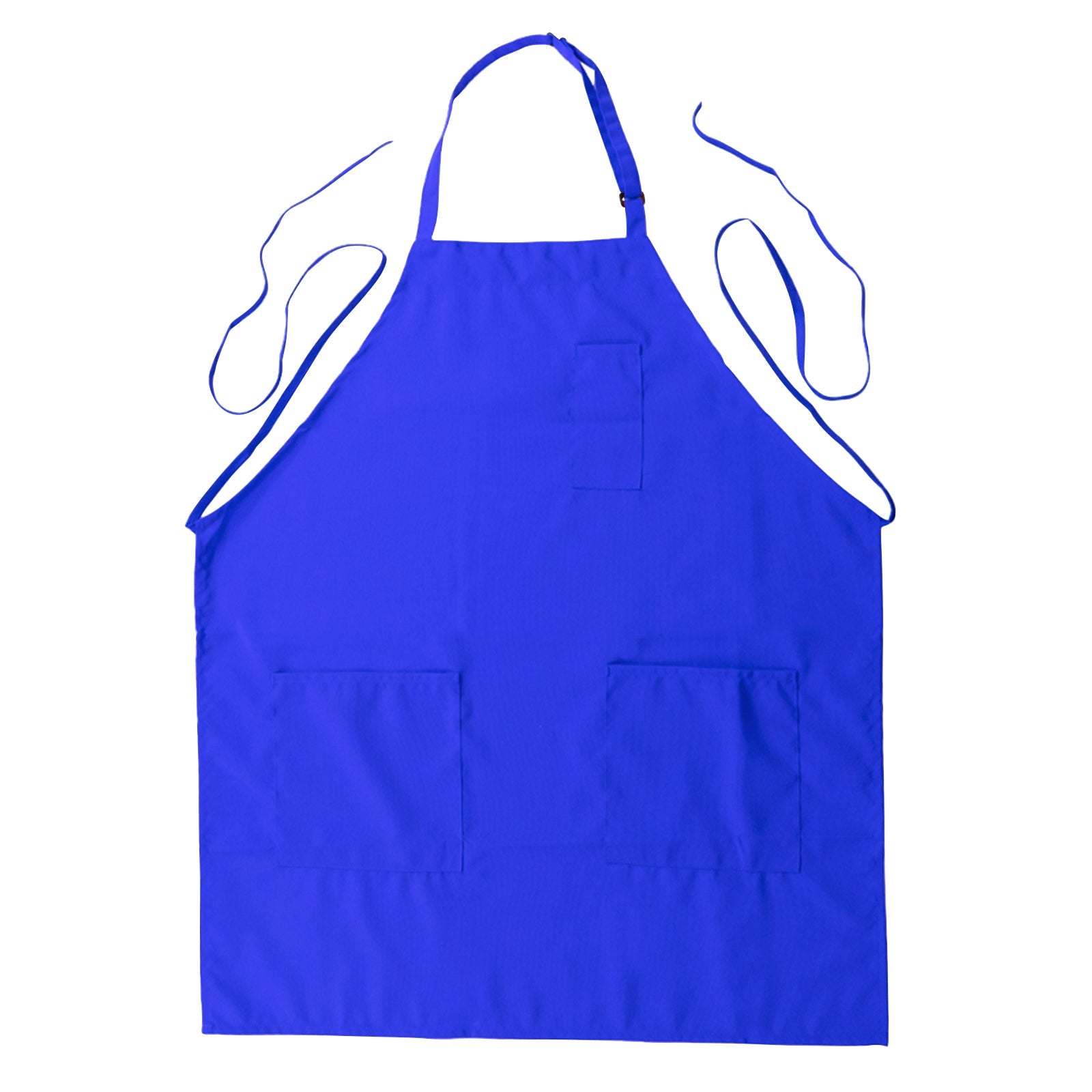 Royal Blue Premium Polyester Cooking Chef Apron with Adjustable Neck and Long Ties, Waterdrop Resistant 2 Pockets Unisex Kitchen Bib Apron - Bell Racket Store