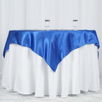 Satin 60"x60" Table Overlay Square Tablecloth Royal Blue - Smooth Silky Touch Table Cover