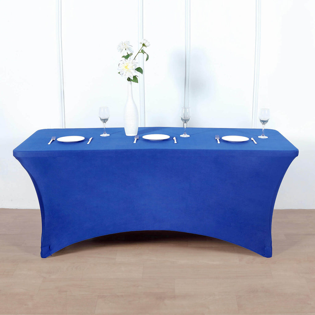 Stretch Spandex 96"x30" Rectangle Table Cover Royal Blue - Durable Form-Fitting Tablecloth