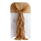 1 Set Chiffon Hoods Chair Sashes with Willow Ruffles Design Gold - Stylish Decor for Weddings & Gatherings