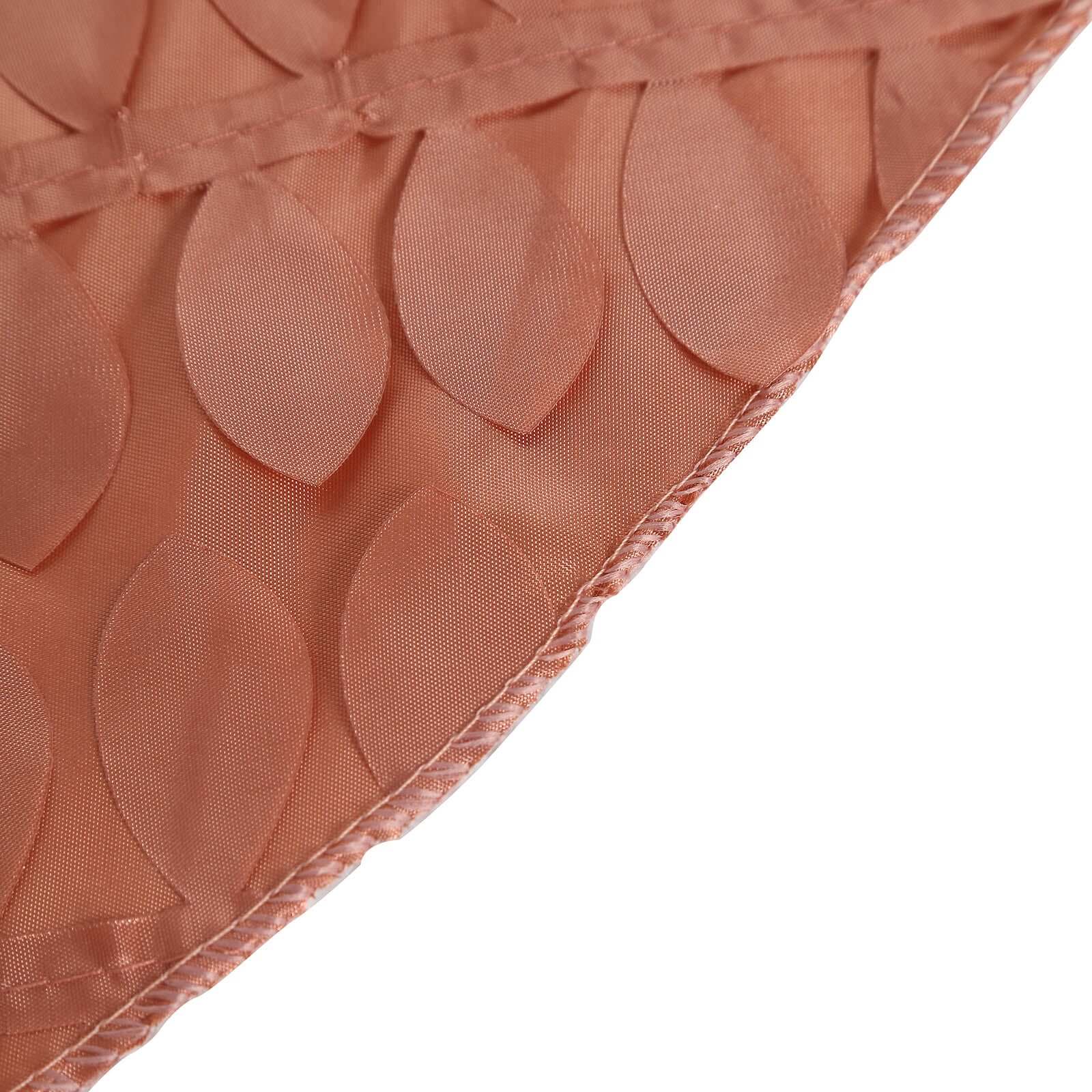 Taffeta 132" Round Tablecloth Terracotta (Rust) | 3D Leaf Petal Design Seamless Table Cover