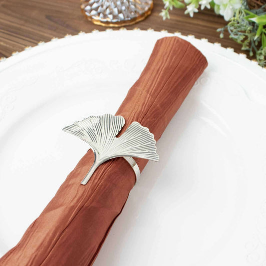 5 Pack Taffeta 20"x20" Napkins Terracotta (Rust) - Accordion Crinkle Dinner Napkins