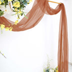 18ft Terracotta (Rust) Sheer Organza Wedding Arch Drapery Fabric, Window Scarf Valance