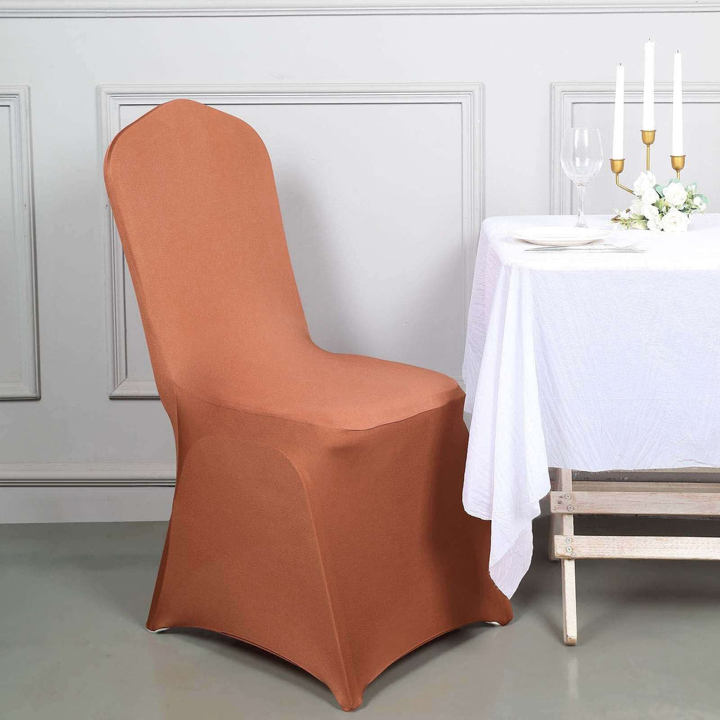 Spandex Chair Cover for Banquet Chairs Terracotta (Rust) - Stretch 160GSM Fabric with Slip-On Slipcover