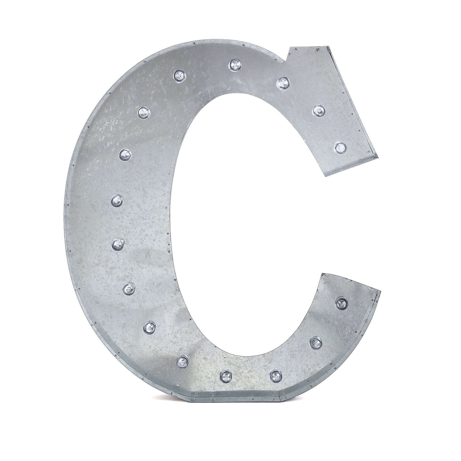 20" Vintage Galvanized Metal Marquee Letter Lights Cordless With 16 Warm White LED