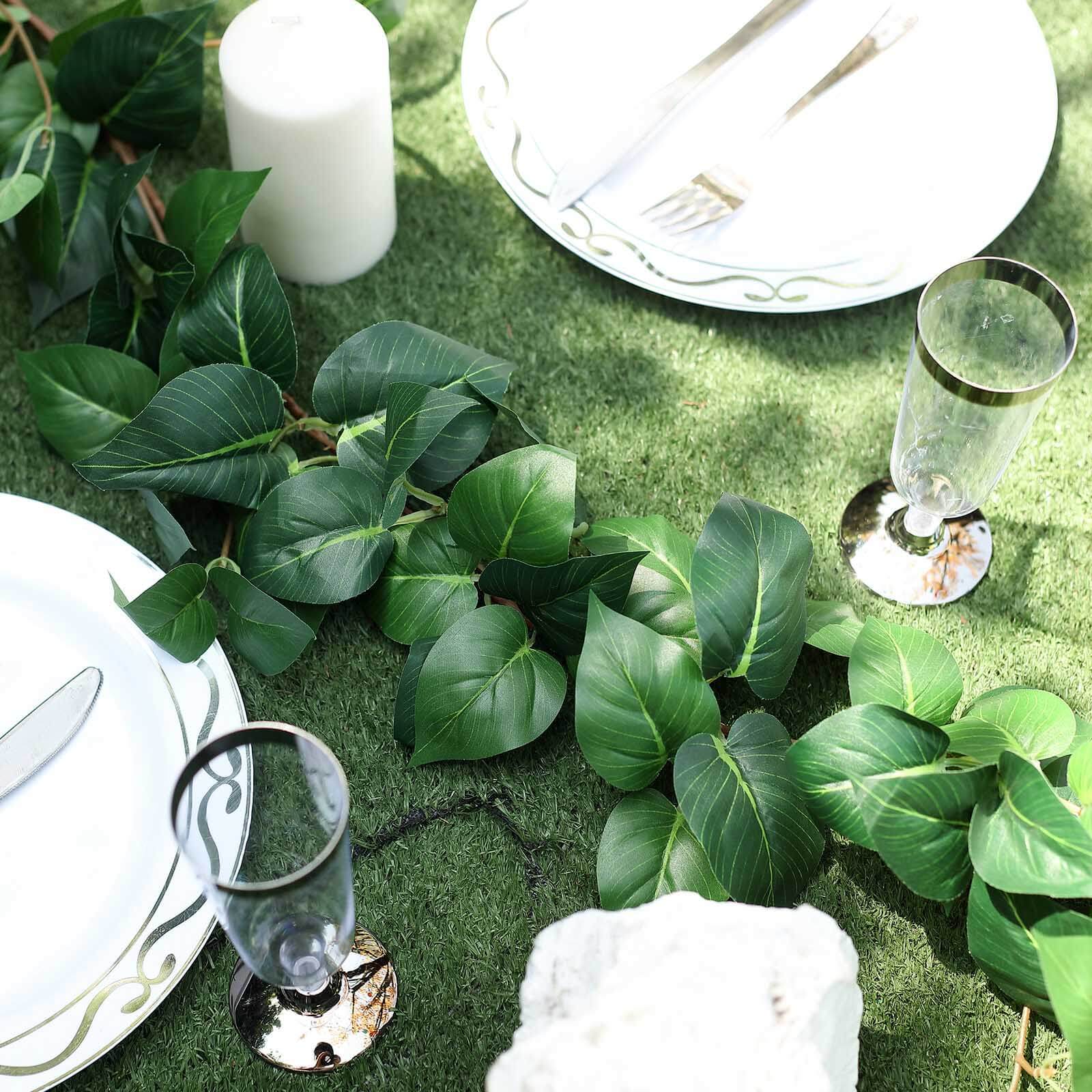 5ft Green Real Touch Artificial Poplar Leaf Garland, Flexible Vine