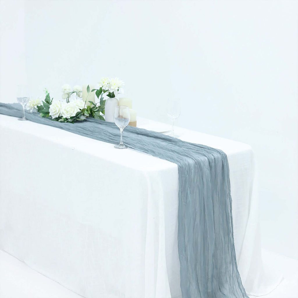 Gauze Cheesecloth 10ft Table Runner Dusty Blue - Rustic Boho Style