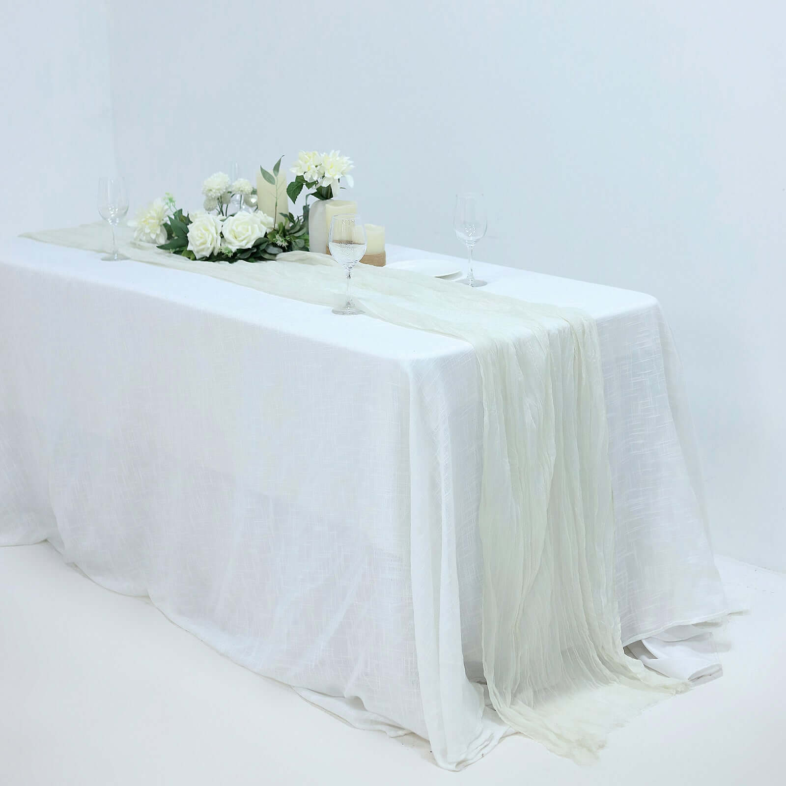 Gauze Cheesecloth 10ft Table Runner Ivory - Rustic Boho Style