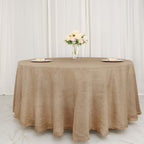 Faux Burlap Jute 120" Round Tablecloth Natural - Rustic Seamless Event Table Linen