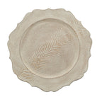 6-Pack Acrylic Round Charger Plates 13" in Rustic White with Wood Grain Scalloped Rim, Decorative Dinner Party Charger Tableware