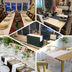 Faux Linen 14"x108" Table Runner Sage Green - Rustic Style Table Decor