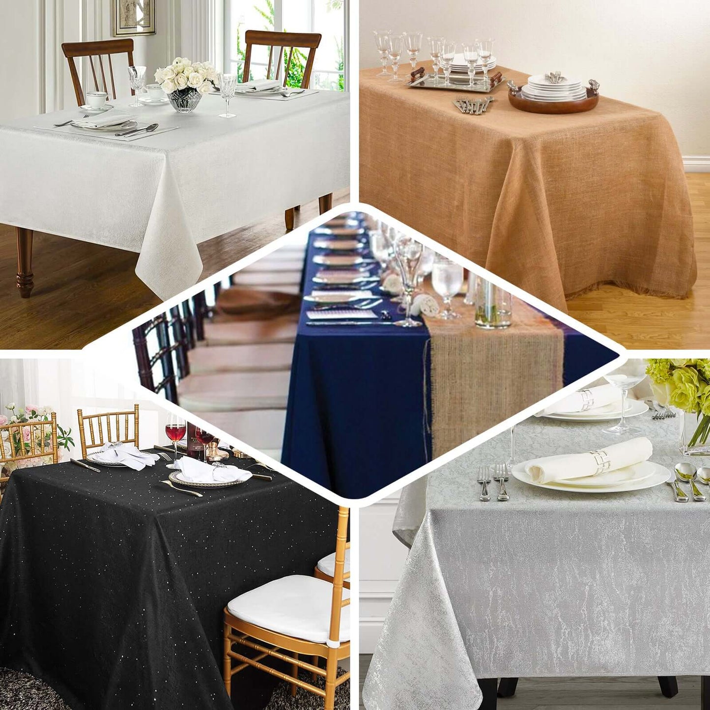Faux Linen 90"x132" Rectangular Tablecloth Beige - Slubby Texture Wrinkle-Resistant Seamless Table Cover