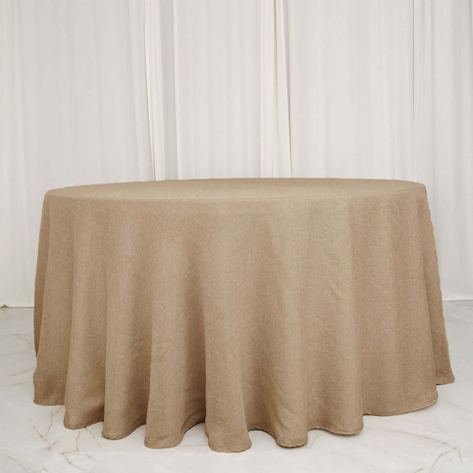 Faux Burlap Jute 108" Round Tablecloth Natural - Rustic Event Table Linen