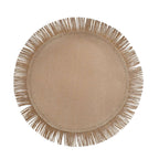 4-Pack Placemats Fringe Edge Design Natural Jute Round - Rustic Boho Chic Burlap Table Decor 16"