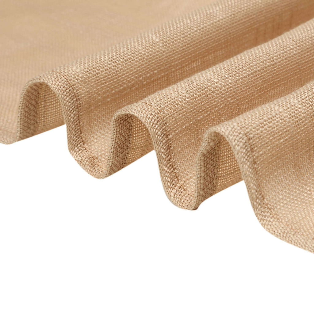 Faux Linen 120" Round Tablecloth Natural - Slubby Texture Wrinkle-Resistant Seamless Table Cover