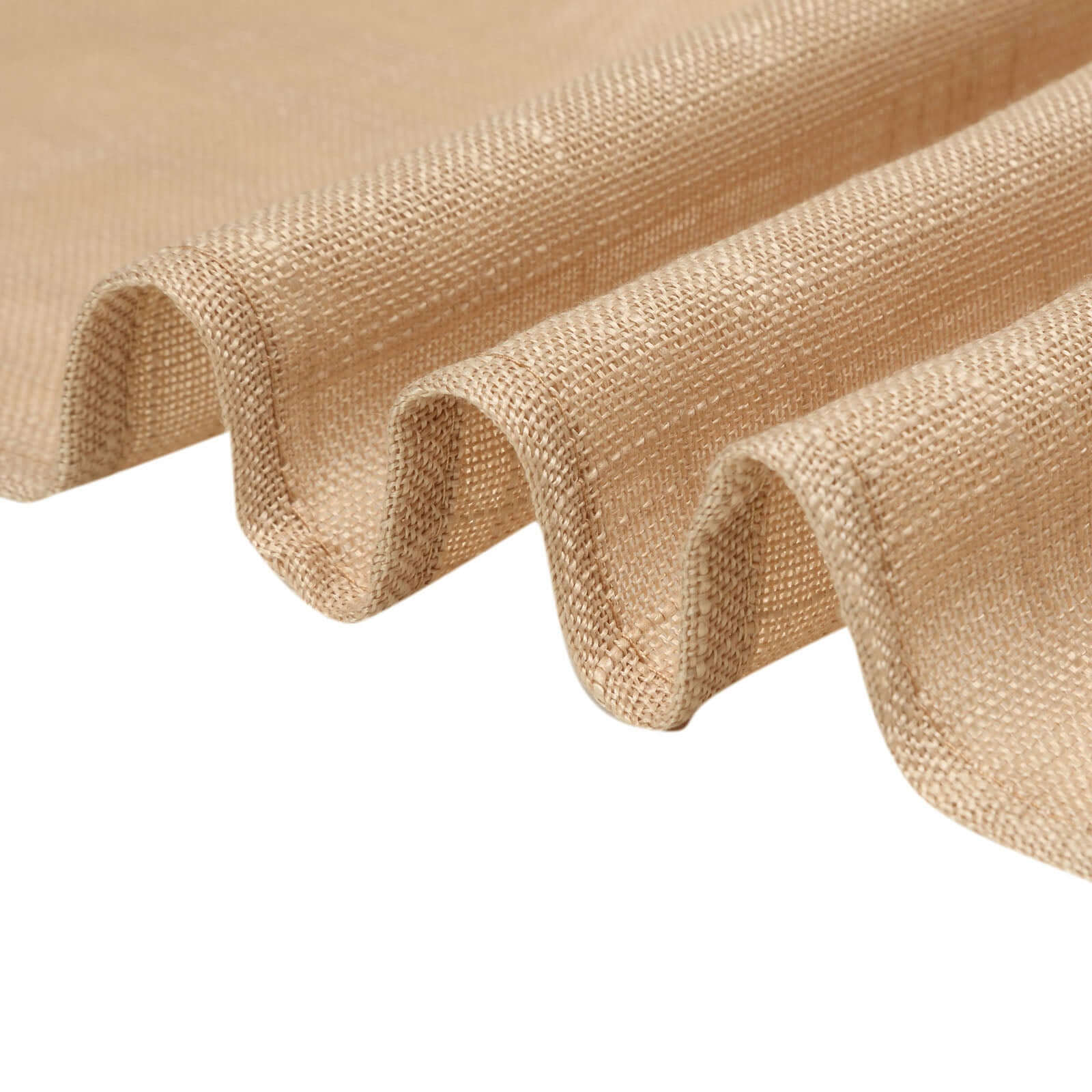 Faux Linen 120" Round Tablecloth Natural - Slubby Texture Wrinkle-Resistant Seamless Table Cover