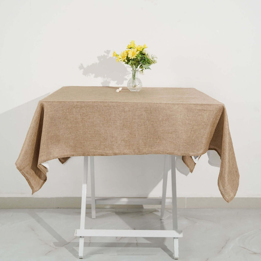 Faux Burlap Jute 54"x54" Square Tablecloth Natural - Rustic Event Table Linen