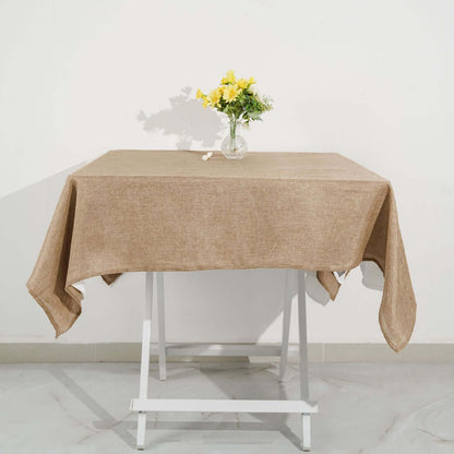 Faux Burlap Jute 54"x54" Square Tablecloth Natural - Rustic Event Table Linen