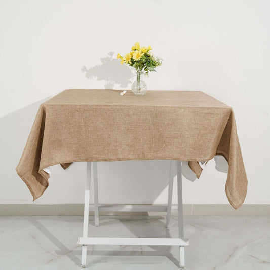 Faux Burlap Jute 54"x54" Square Tablecloth Natural - Rustic Event Table Linen