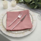 5 Pack Polyester 17"x17" Napkins Dusty Rose - Durable & Wrinkle Resistant Dinner Napkins