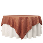 Taffeta 90"x90" Table Overlay Square Tablecloth Terracotta (Rust) - Accordion Crinkle Table Cover